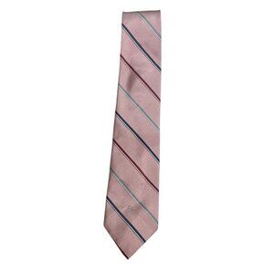 Christian Dior men's tie light pink striped poly silk Italy 3" wide 55" long